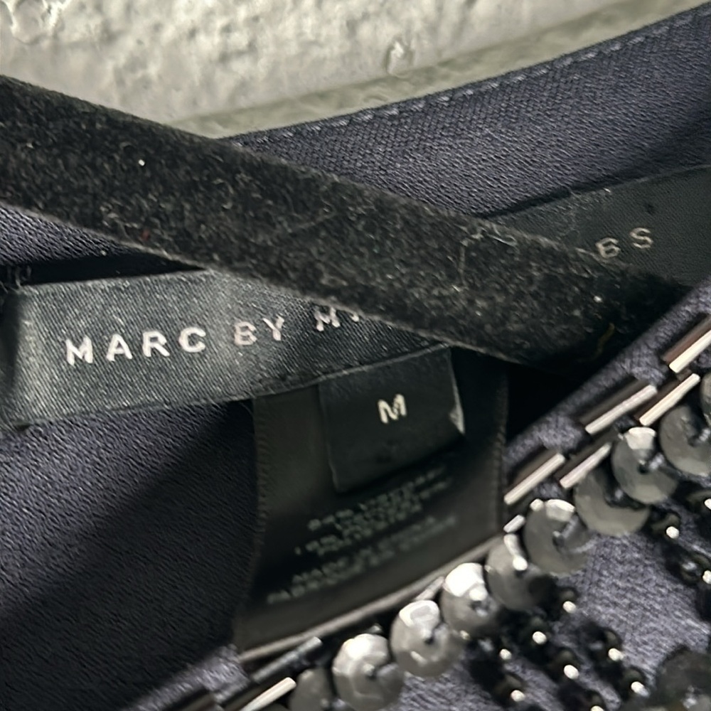 Marc by Marc Jacobs call the boat sequins navy   Sailor peplum midi dress siz M - Picture 8 of 10